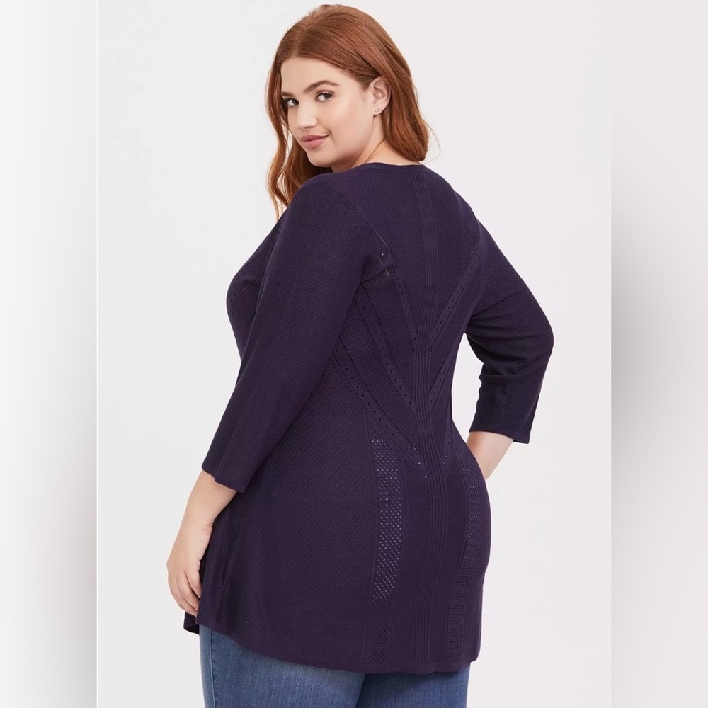 Women's Purple Open-Front Sweater - Picture 2 of 13